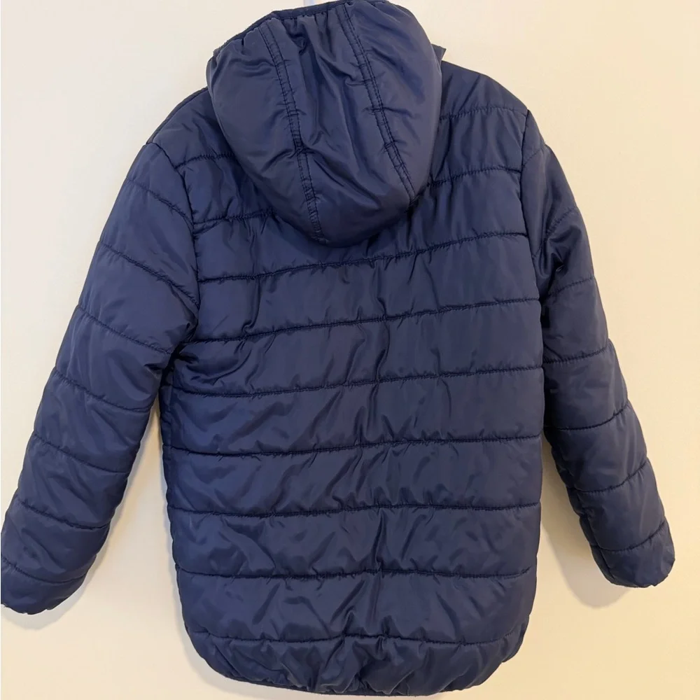 Cat & Jack Kid’s Dark Blue Puffer Jacket with Orange Lining